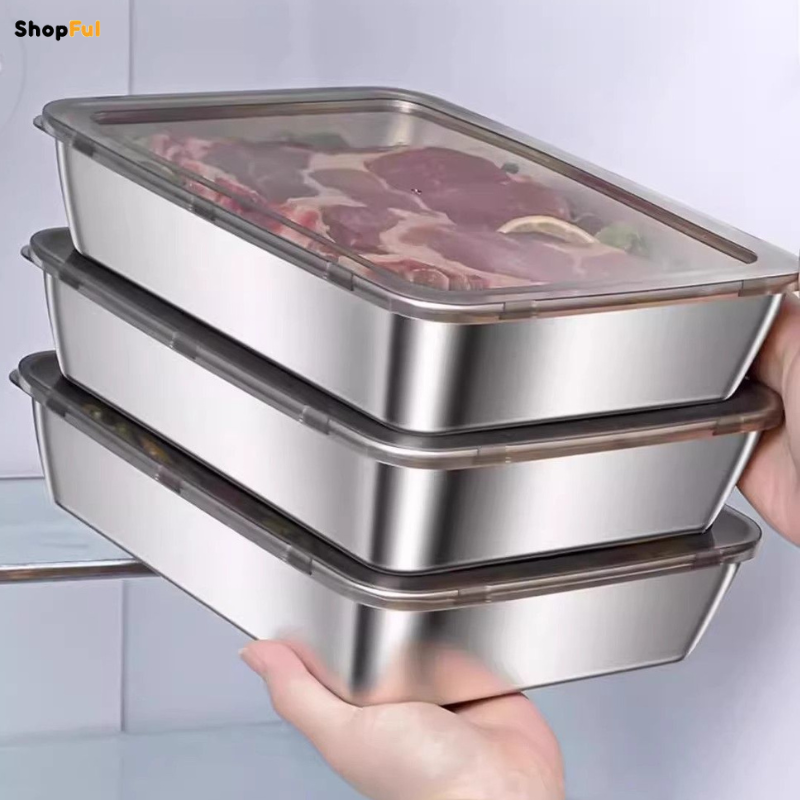 Tavă din oțel inoxidabil 304 – O soluție sigură și practică pentru conservarea alimentelor (25×20×6 cm)