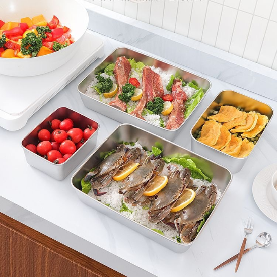 [6 Cutii + 🎁 3 Cutii Gratuite] Tavă alimentară din oțel inoxidabil 304 (25 * 20 * 6 cm)