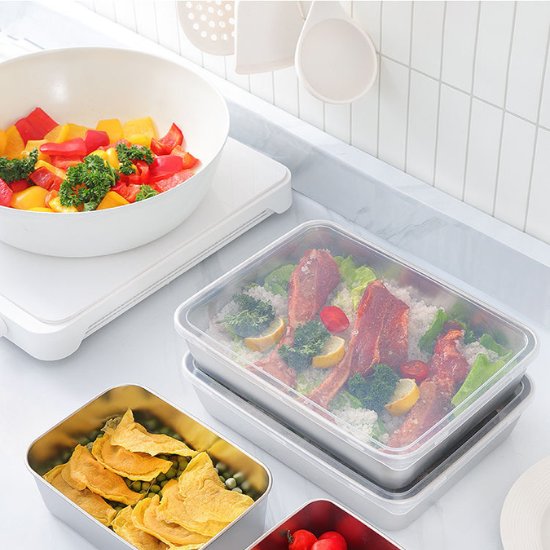 [6 Cutii + 🎁 3 Cutii Gratuite] Tavă alimentară din oțel inoxidabil 304 (25 * 20 * 6 cm)