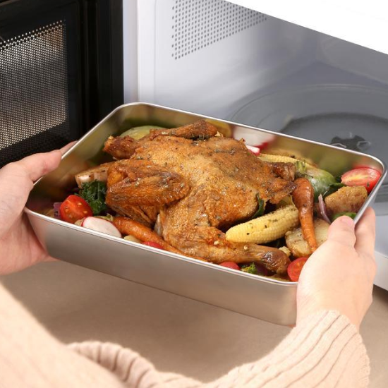 [6 Cutii + 🎁 3 Cutii Gratuite] Tavă alimentară din oțel inoxidabil 304 (25 * 20 * 6 cm)