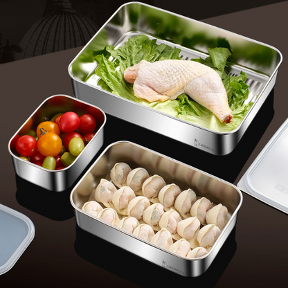 [6 Cutii + 🎁 3 Cutii Gratuite] Tavă alimentară din oțel inoxidabil 304 (25 * 20 * 6 cm)