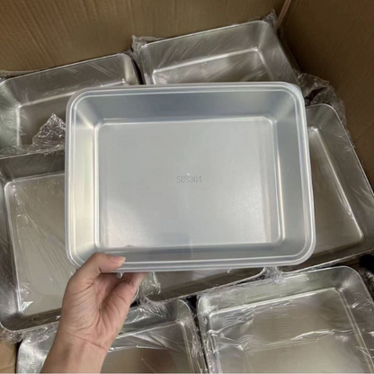 [6 Cutii + 🎁 3 Cutii Gratuite] Tavă alimentară din oțel inoxidabil 304 (25 * 20 * 6 cm)