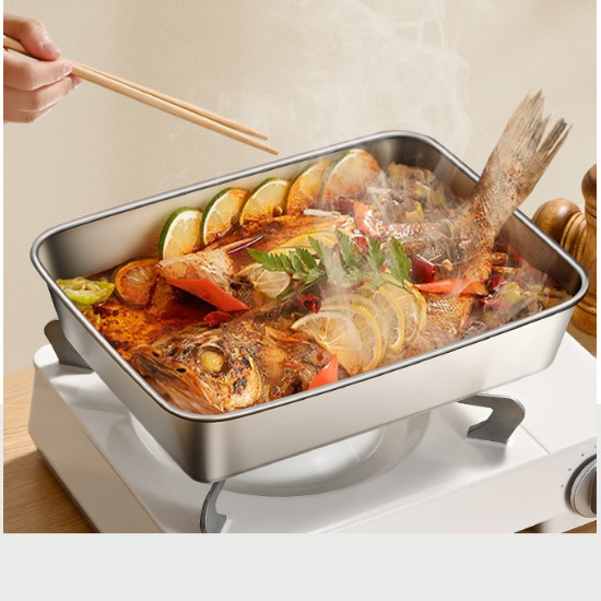 [6 Cutii + 🎁 3 Cutii Gratuite] Tavă alimentară din oțel inoxidabil 304 (25 * 20 * 6 cm)