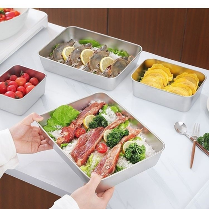 Recipient pentru alimente din oțel inoxidabil 304 – Prospețime prelungită și siguranță maximă (25x20x5 cm)