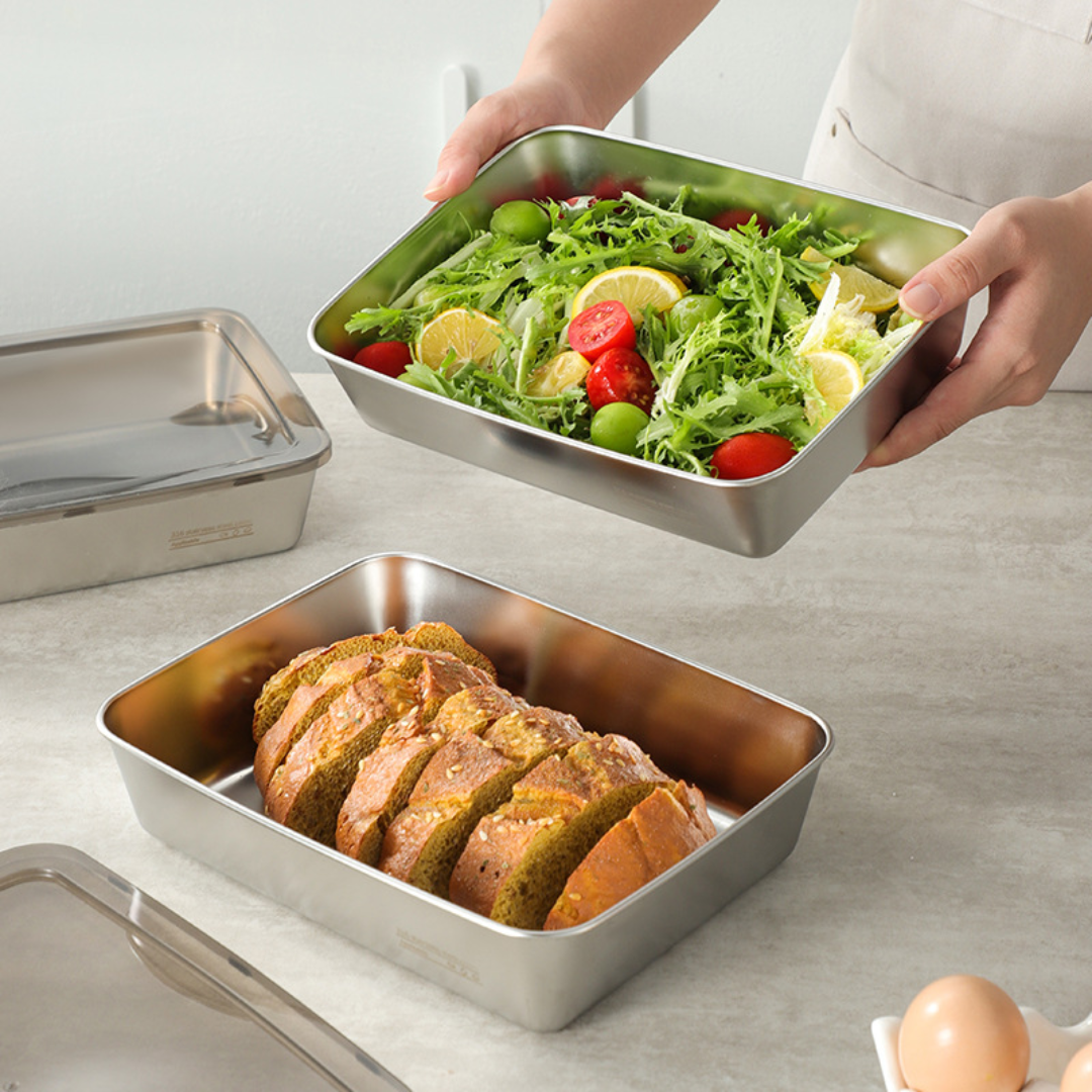 Recipient pentru alimente din oțel inoxidabil 304 – Prospețime prelungită și siguranță maximă (25x20x5 cm)