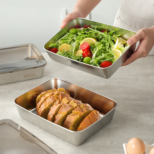 Recipient pentru alimente din oțel inoxidabil 304 – Prospețime prelungită și siguranță maximă (25x20x5 cm)