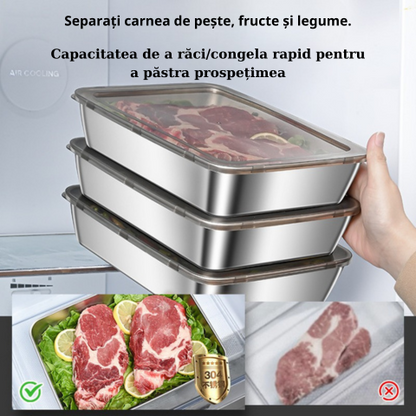 Recipient Alimentar Din Oțel Inoxidabil 304 (25 x 20 x 6 cm)