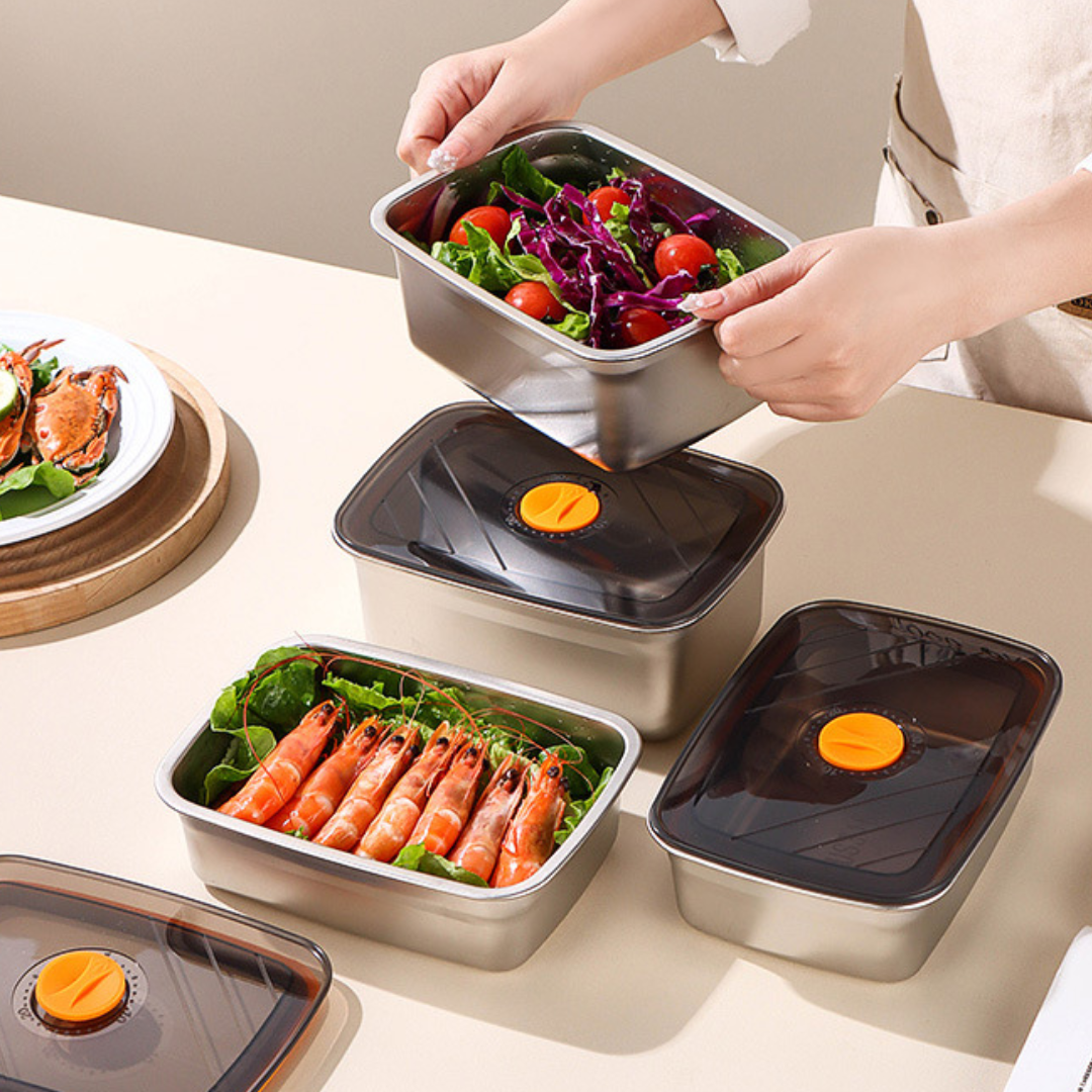 ⭐ Cutie Alimentară Vidată Ermetic Din Inox 316 – 1500 ml