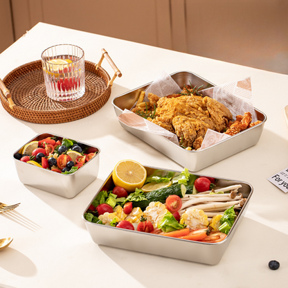 Recipient pentru alimente din oțel inoxidabil 304 – Prospețime prelungită și siguranță maximă (25x20x5 cm)