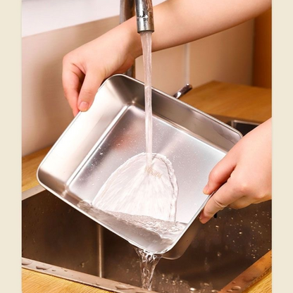 Cutie pentru depozitarea alimentelor SUS304, tavă dreptunghiulară din oțel inoxidabil cu capac din cauciuc, sigură pentru sănătate.(25cm*19.5cm*5cm)