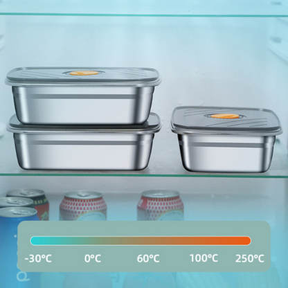 Recipient alimentar vidat antibacterian din oțel inoxidabil, dimensiune mare 1500 ml (19 × 14 × 8 cm)