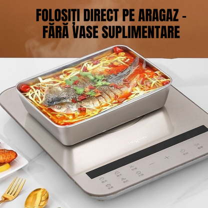 Tavă din oțel inoxidabil 304 – O soluție sigură și practică pentru conservarea alimentelor (25×20×6 cm)