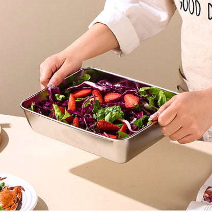 Cutie pentru depozitarea alimentelor SUS304, tavă dreptunghiulară din oțel inoxidabil cu capac din cauciuc, sigură pentru sănătate.(25cm*19.5cm*5cm)