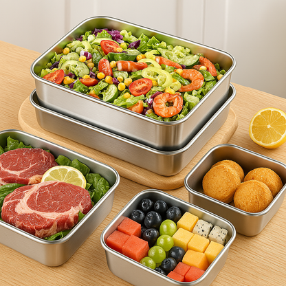 Recipient Alimentar Din Oțel Inoxidabil 304 (25 x 20 x 6 cm)