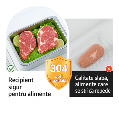 304-es rozsdamentes acél tál légmentes fedéllel (2.1 L – 26 × 20 × 6 cm) | 70% KEDVEZMÉNY!