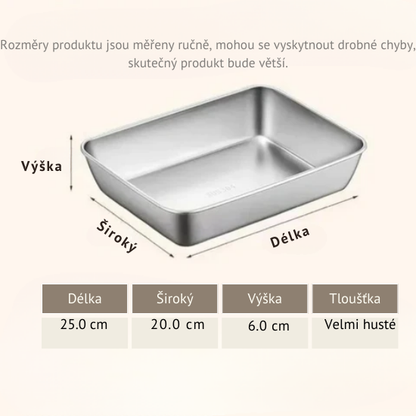 Cutie din oțel inoxidabil 304 cu capac – tavă de servire (25x20x5,5 cm)