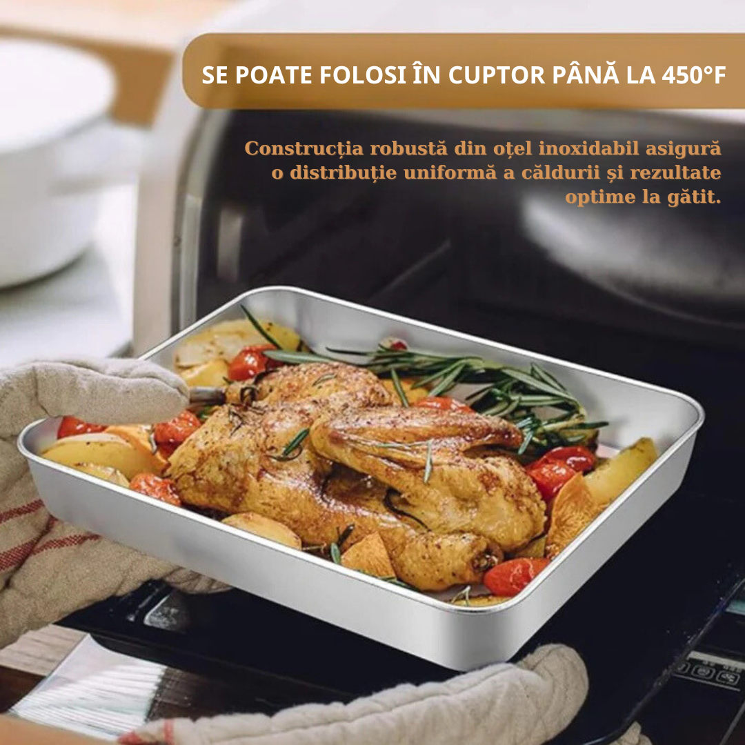 Recipient Alimentar Din Oțel Inoxidabil 304 (25 x 20 x 6 cm)