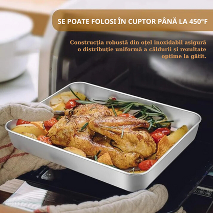 Recipient Alimentar Din Oțel Inoxidabil 304 (25 x 20 x 6 cm)