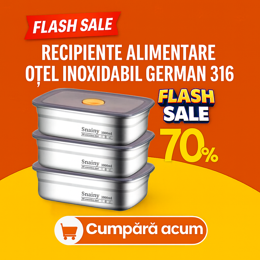 🇷🇴 Recipient vidat ermetic din oțel inoxidabil 316 (X5CrNiMo17-12-2), calitate germană – 1000 ml