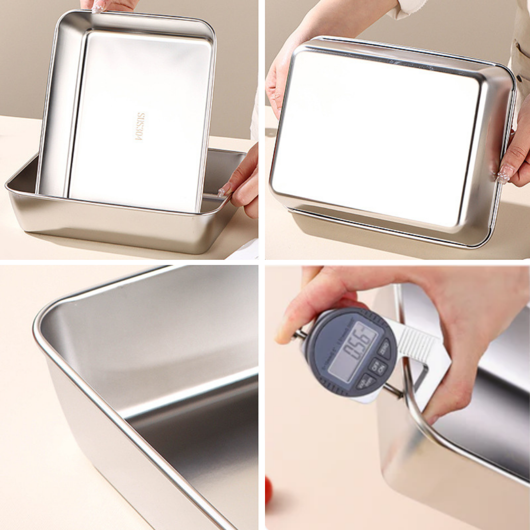 Recipient pentru alimente din oțel inoxidabil 304 – Prospețime prelungită și siguranță maximă (25x20x5 cm)