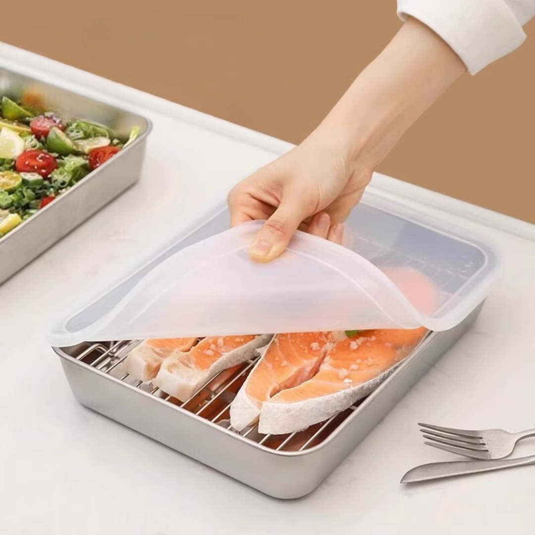 Recipient pentru alimente din oțel inoxidabil 304 – Prospețime prelungită și siguranță maximă (25x20x5 cm)