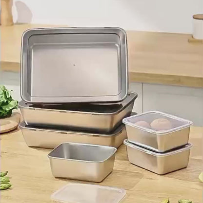 Recipient pentru alimente din oțel inoxidabil 304 – Prospețime prelungită și siguranță maximă (25x20x5 cm)
