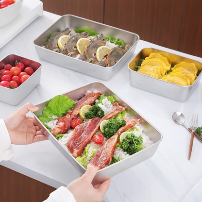 Cutie din oțel inoxidabil 304 cu capac – tavă de servire (25x20x5,5 cm)