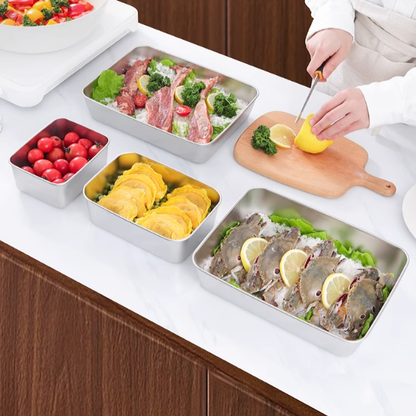 Cutie din oțel inoxidabil 304 cu capac – tavă de servire (25x20x5,5 cm)